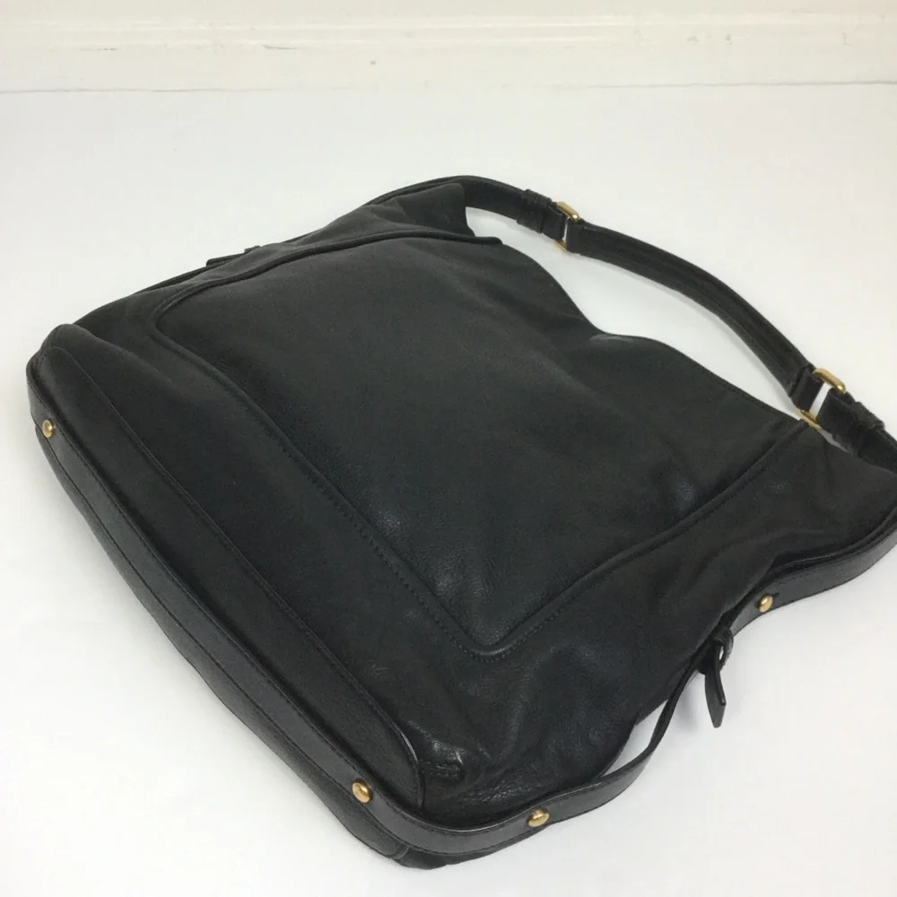 MARC JACOBS Large Black Leather Shoulder Handbag Hobo bag Tote